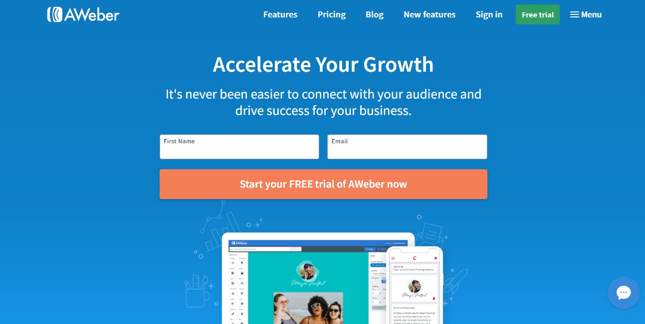Start and grow an email list using AWeber
