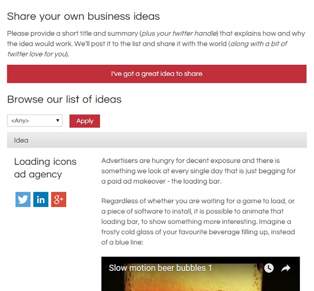 Browse and share brilliant new business ideas