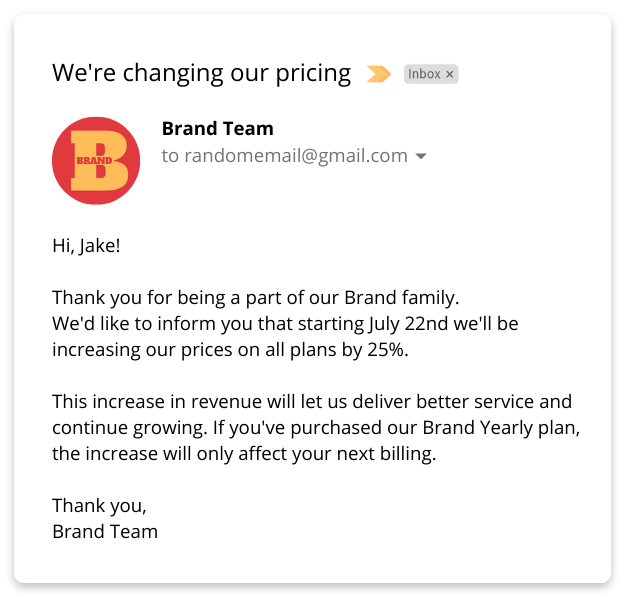 bad price increase letter example